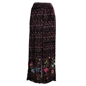 Johnny Was Los Angeles Women's XS Ulla Velvet Wide Leg‎ Pants Embroidered Pocket